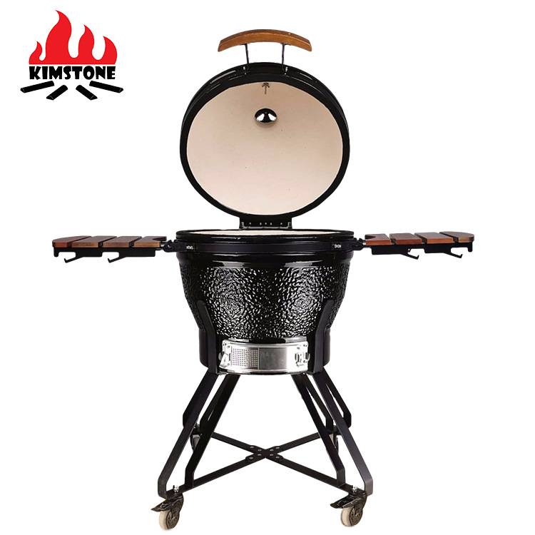 Kamado Grill 26英寸黑色商用烤肉炉木炭 大绿蛋BBQ陶瓷烧烤炉