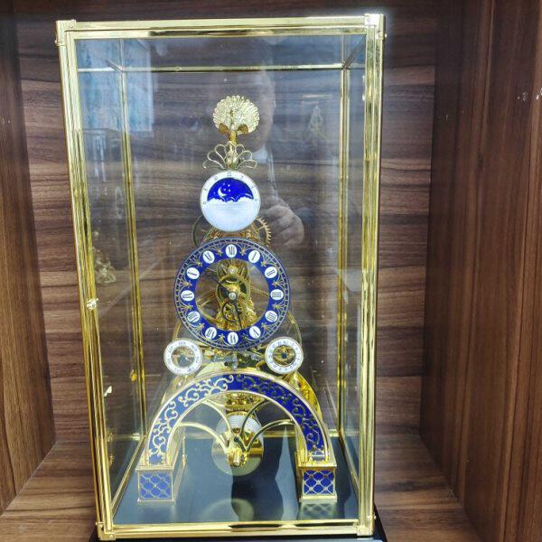 钟表机械全铜金色孔雀骨架式台钟星辰日月欧式壁炉玄关客厅摆钟