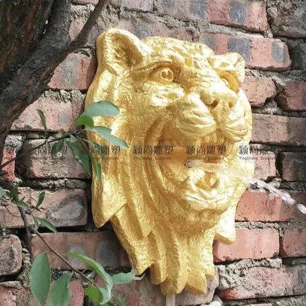 现代时尚雕塑挂饰浮雕狮头壁挂装饰家居饰品墙式流水喷泉包邮壁饰