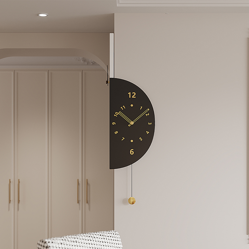 2023新款现代简约客厅拐角双面挂钟家用转角时钟饭厅钟表挂墙挂表