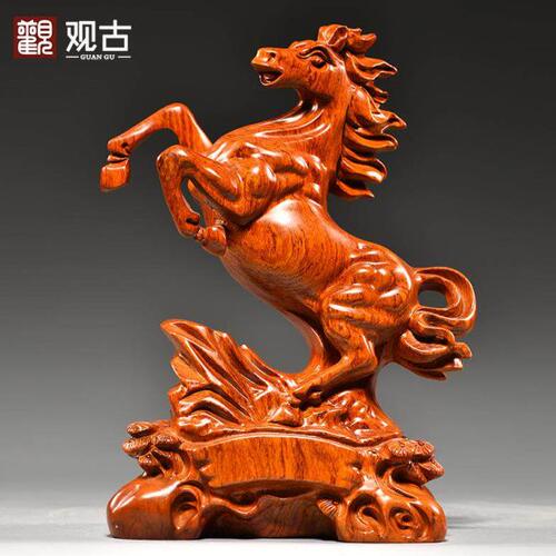 花梨木雕马摆件红木十二生肖马家居装饰实木动物开业送礼品工艺品