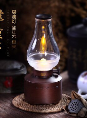 煤油灯音乐电子香炉倒流线香插复古小夜灯家居装饰摆件礼品定制