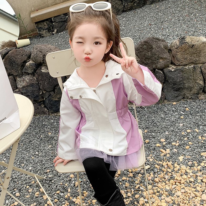 女童外套春秋季2025新款女宝宝洋气小童时髦秋款中长款百搭风衣潮