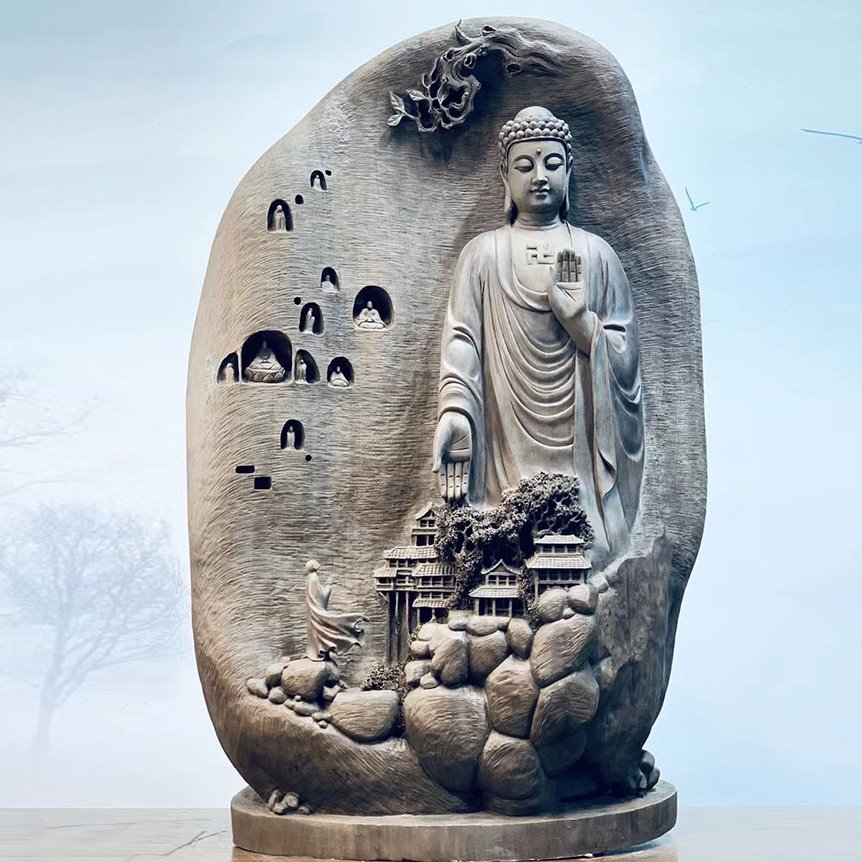 精选优质乌木阴沉木禅修朝拜木雕根雕摆件玄关家居客厅雕刻工艺品