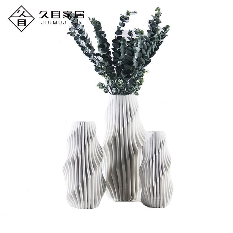 北欧轻奢创意几何陶瓷花瓶摆件玄关客厅餐桌室内干花插花器装饰品