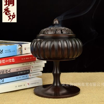 纯铜香炉小炉黄铜铸造仿古盘香炉居室家居用饰品摆件新房礼品包邮
