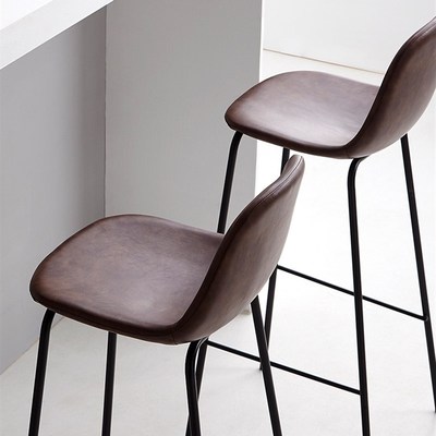 北欧吧台椅现代简约家用铁艺工业风创意靠背咖啡饭厅酒吧高脚凳子