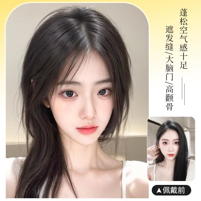 假发片女头顶增发量蓬松遮白发中分补发片彷真发自然高颅顶假发片