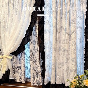 法式洛可可覆古赫本蕾丝公主风双层卧室飘窗窗帘高级感隔断门帘