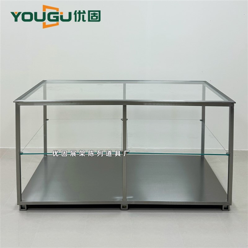 服装店不锈钢中岛台女装店流水台玻璃展示架工业风中岛陈列置物台