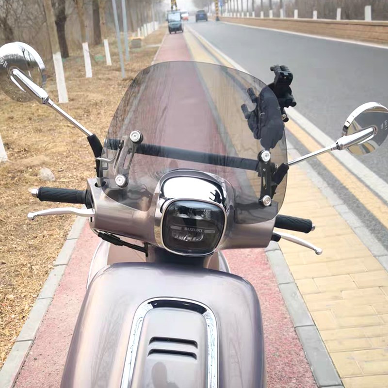 适用于铃木US125风挡改装配件挡风罩踏板摩托车挡雨板前挡风玻璃