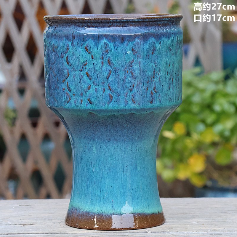 多肉花盆覆古高筒悬崖桩绿植大口径高F直筒鱼尾三角梅九尾狐粗陶