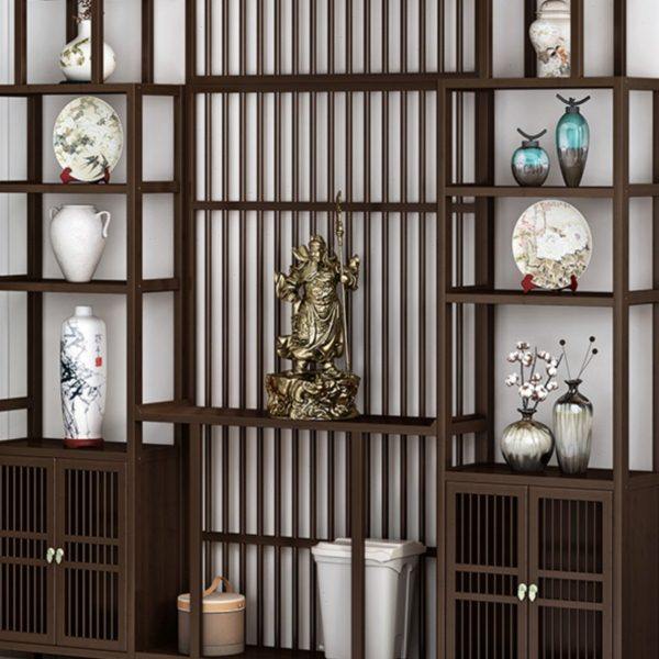 新中式实木博古架茶叶柜入户玄关客厅隔断屏风展示竹多宝阁置物柜