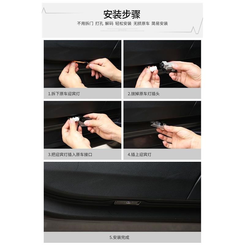 新款红旗H5H7H6H9E-HS3HS7车门迎宾灯开门投影灯改装氛围射灯