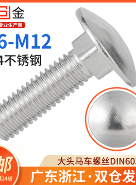 M6M8M10M12 304不锈钢大头马车螺丝 桥架货架螺栓 方颈螺丝DIN603