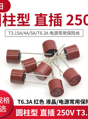 圆柱型 直插 250V T3.15A/4A/5A/T6.3A 红色 液晶/电源常用保险丝