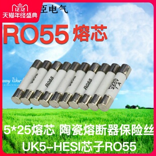RO55 5*25熔芯6A 5*20陶瓷熔断器保险丝UK5-HESI熔芯5*20玻璃芯子