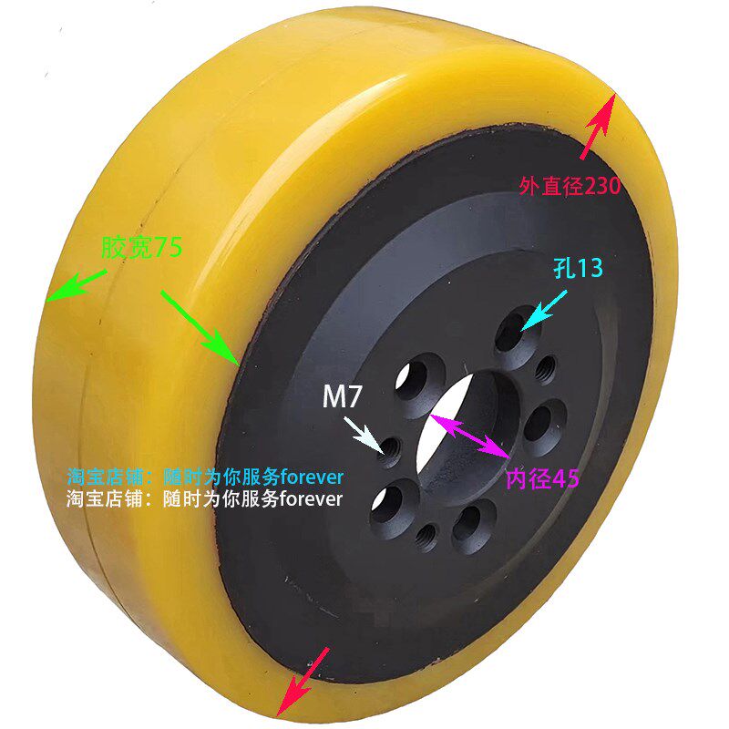 1.6吨中力电动车驱动轮230*75 EP叉车转向轮聚氨酯胶轮胎胶轮轱辘