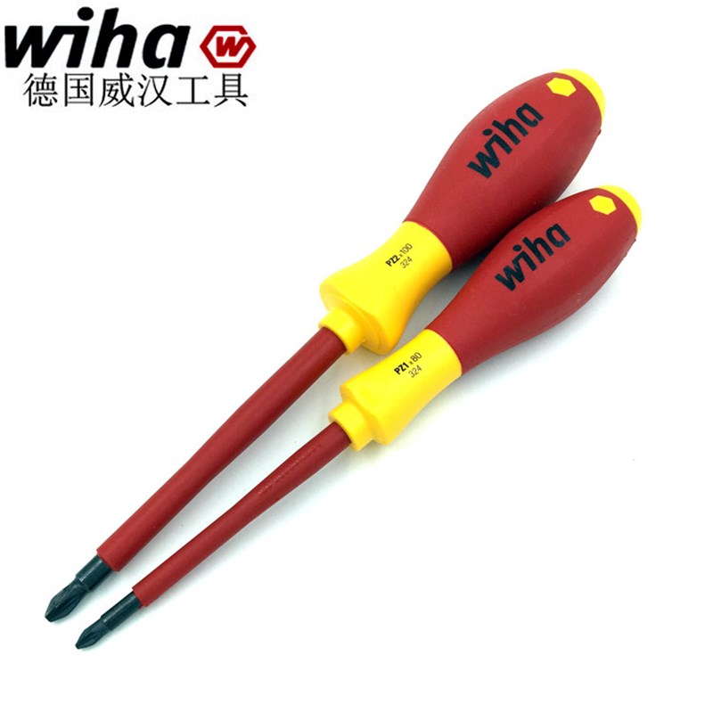 德国进口wiha威汉324电工绝缘米字螺丝刀PZ1 PZ2米十字起子 改锥