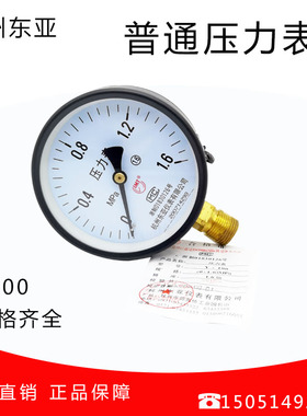 Y100压力表普通压力表水压气压杭州东亚仪表有限公司精度1.6级