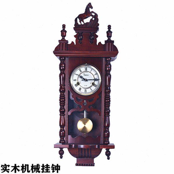 实木马头机械报时挂钟雕刻古典老式钟表客厅摆钟机械挂钟2053欧式