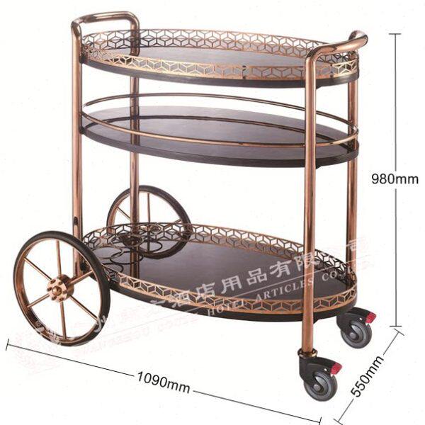 南方C-93豪华多层玫瑰金酒水车星级酒店餐厅手推服务车送餐糕点车