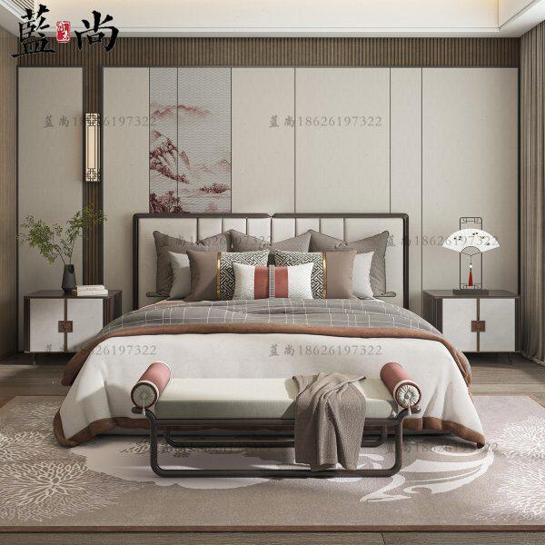 新中式实木双人床现代简约卧室高端家用大床婚床全屋家具定制