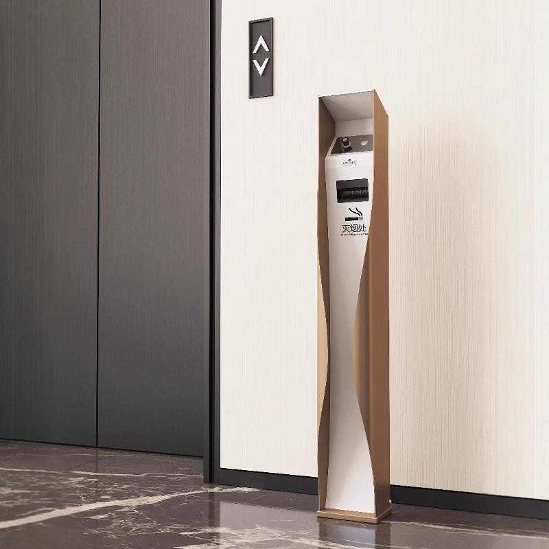 酒店不锈钢点烟器轻奢烟灰桶商务落地烟灰柱电梯口金属立式灭烟柱