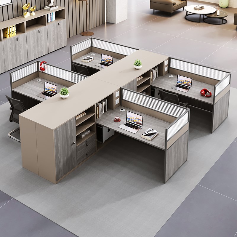 职员桌办公桌简约现代员工位双人4四人J6人办公室员工位工作桌子