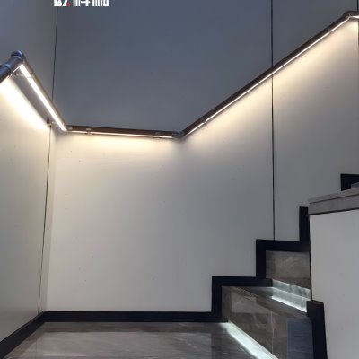 铝合金带LED灯光扶手上下楼梯墙面把手别墅自建房楼梯扶手养老院