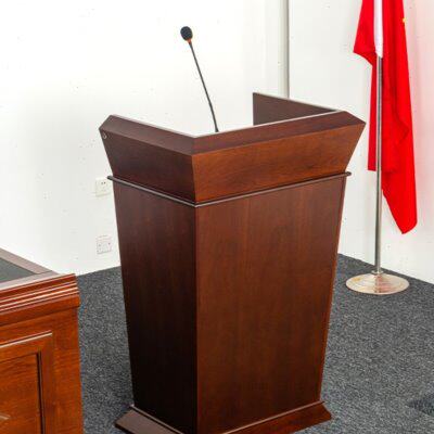 现代新中式实木演讲台发言迎宾台讲台桌会议台咨询台接待台主持台