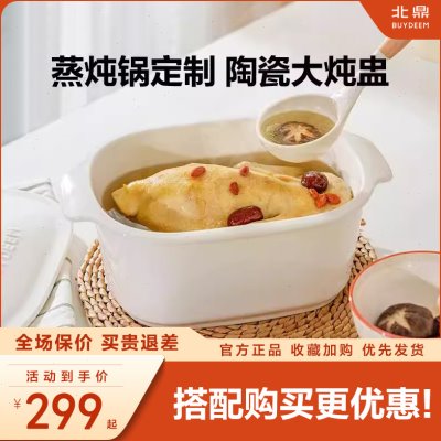 北鼎蒸炖锅定制陶瓷大炖盅家用2L大容量炖汤炖粥5蒸烤盘蒸整鸡G56