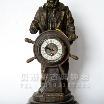 欧式古典铸铜领航者铸铜钟|做旧船长机械钟表|仿古钟表别墅会所钟