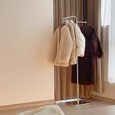 不锈钢服装展示架落地式挂衣杆陈列架简约设计高低可升降衣服架子