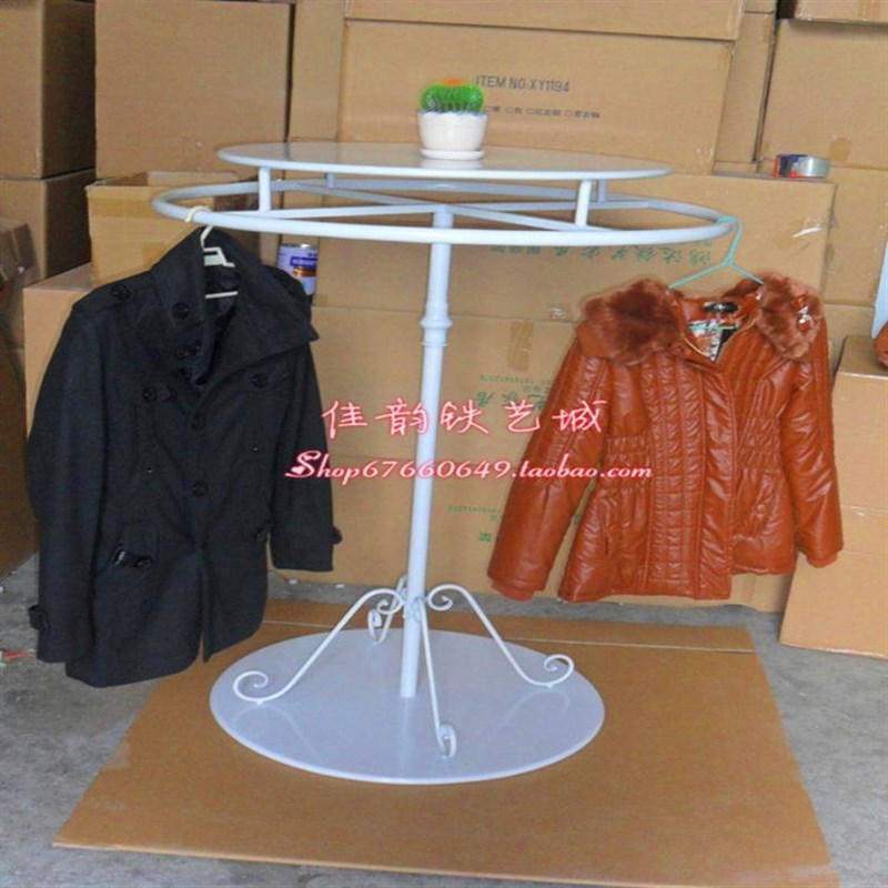 铁艺服装展示架服装店货架旋转内衣架内裤架圆形挂衣架落地鞋包架