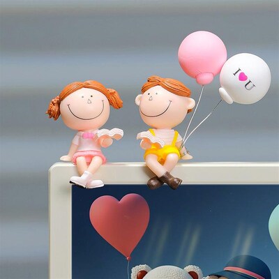 台式电脑显示屏情侣摆件装饰品屏幕边框装饰显示器办公室桌面摆设