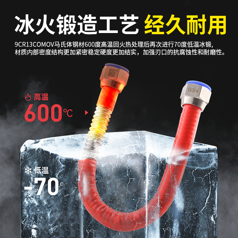 6分波纹管316不锈钢壁挂炉暖气片连接管高压六分水管防爆金属软管