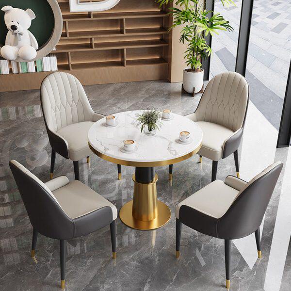 轻奢石岩板酒店大堂商务接待洽谈桌椅组合休息区休闲会客桌椅组合