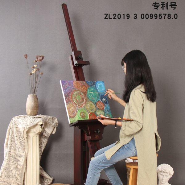 丰丰画架油画专业榉木画室平立两用展架美术素描木制单杆画架家用