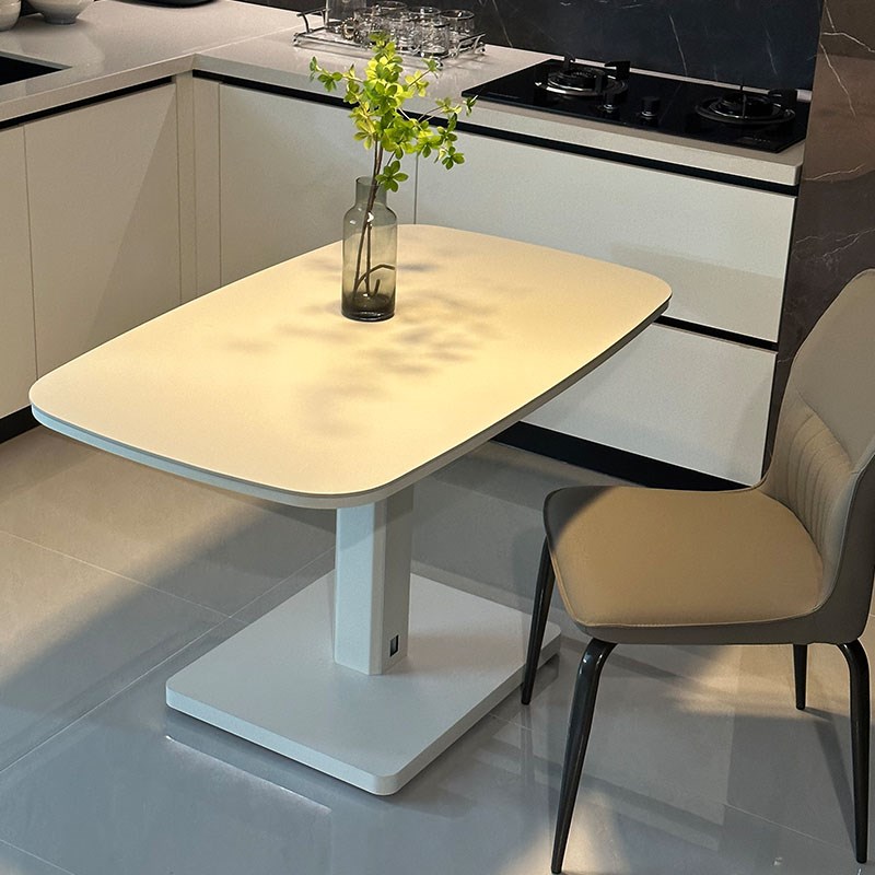 小户型创意升降餐桌茶几两用一体式意式极简马肚依诺岩板饭桌餐台