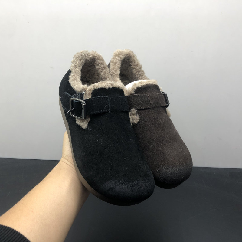 工厂清仓处理2020秋款真皮女鞋平底深口羊毛里深口磨砂皮女单鞋