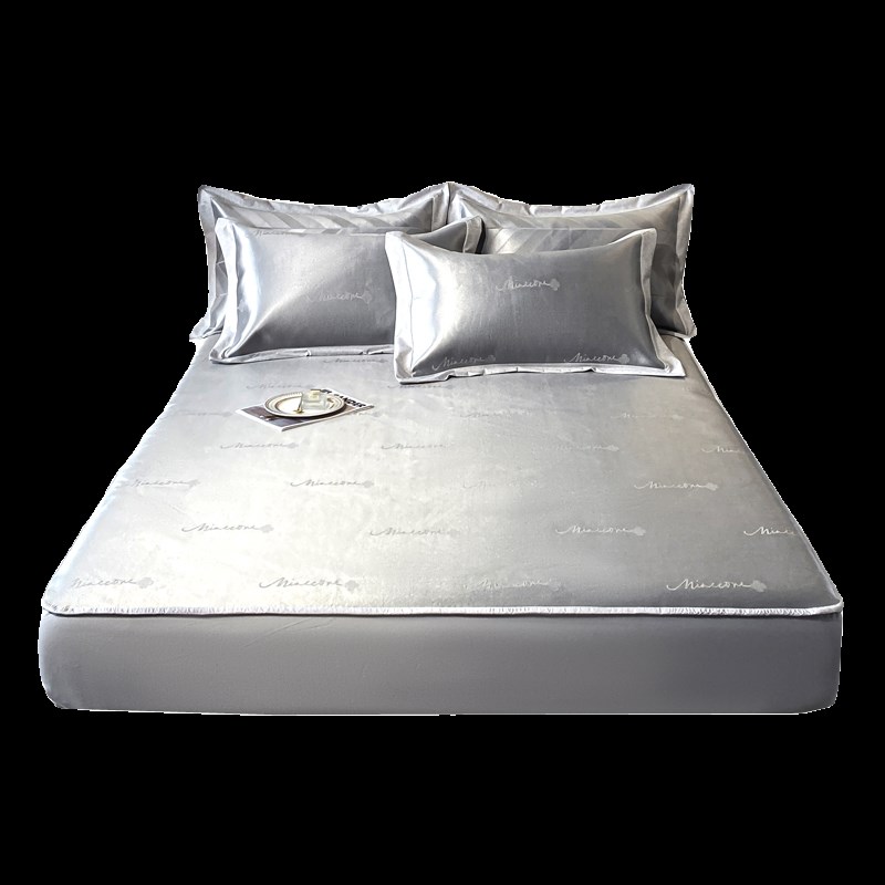 高档冰丝凉席三件套可水洗夏季冰丝席子折叠式1.8m床笠款空调软席