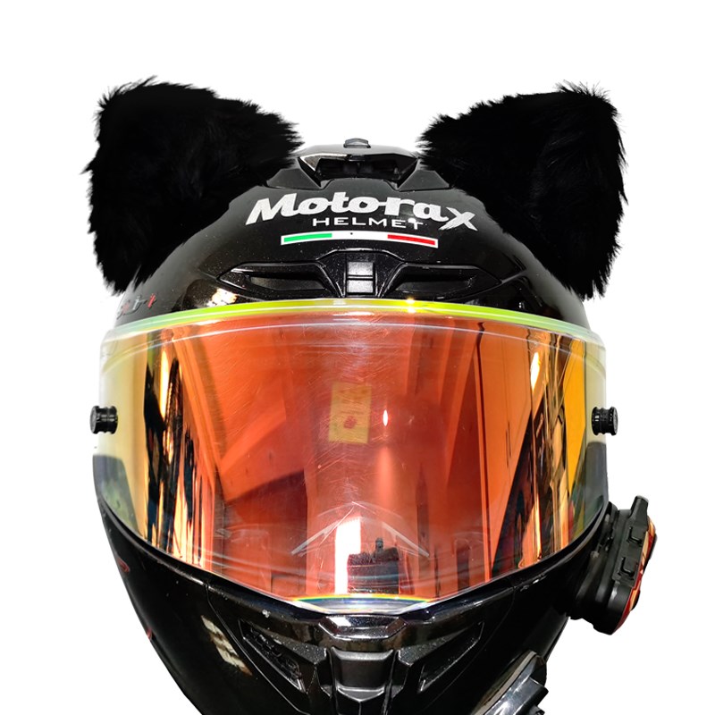 头盔猫耳机车滑雪摩托车的装饰品可男爱女配件耳朵电动车骑士毛绒