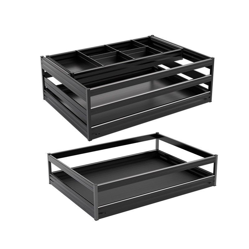 拉篮厨房橱柜抽屉式双层太空铝合金碗碟收纳三层碗柜碗碟蓝抽中抽,家装主材,拉篮,淘宝优惠券,粉丝福利购,淘宝优惠卷