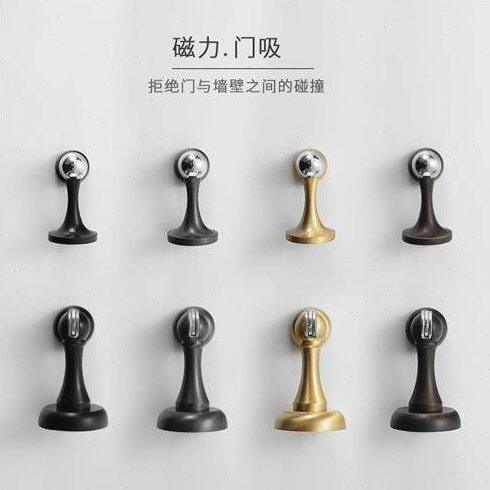 铜门吸室内房门卧室防撞铜本色磁吸门碰古铜色灰色黑色铜本色