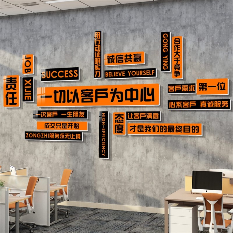 企业文化墙公司团队励志标语墙贴办公会议室氛围布置装饰挂画
