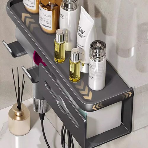 吹风机置物架免打孔卫生间浴室壁挂式电吹风支架收纳盒抽纸放置架