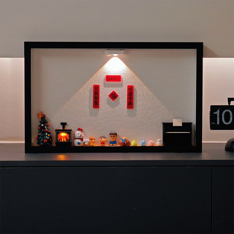 蜡笔小新娃娃屋挂画感应夜灯玄关装饰画电表箱弱电箱遮挡免打孔