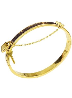 钛钢皮革四叶花链条锁头钥匙手镯气质设计感手环时尚手饰