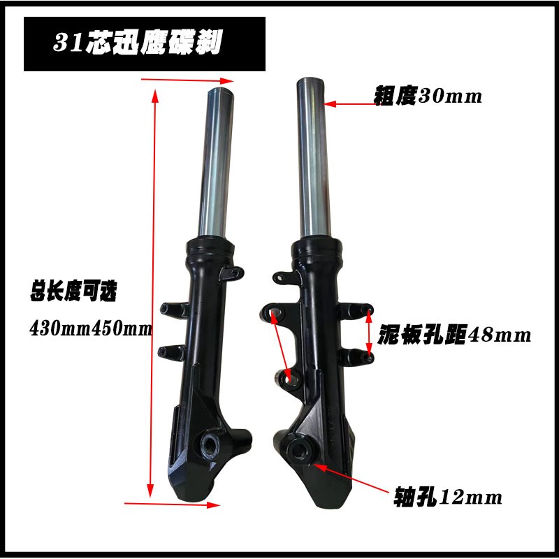 踏板车电动车125迅鹰尚领摩托车前减震器2730芯碟刹前避震器前叉